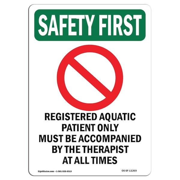 Safety Sign, OSHA SAFETY FIRST, 5" Height, Registered, Portrait, 10PK